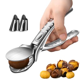 PhantomSky Chestnut Cutter, 304 Stainless Steel Chestnut Peeler Tool with Two Steel Finger Guards for Peeling, Portable Multifunctional Metal Chestnut Opener for Chestnuts, Pecans, Walnuts and Nuts