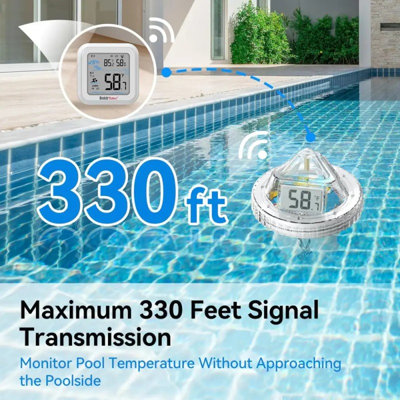 BaldrTherm WiFi 게이트웨이가 있는 BaldrTherm 스마트 풀 온도계 IPX7 방수