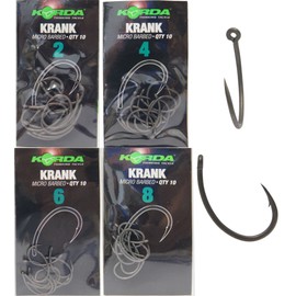 Korda Krank Barbed Size 8 | Carp Fishing Hooks for Advanced Rigs | Strong, Sharp Hooks for Carp Fishing with Curved Shank Design | 10 Pcs