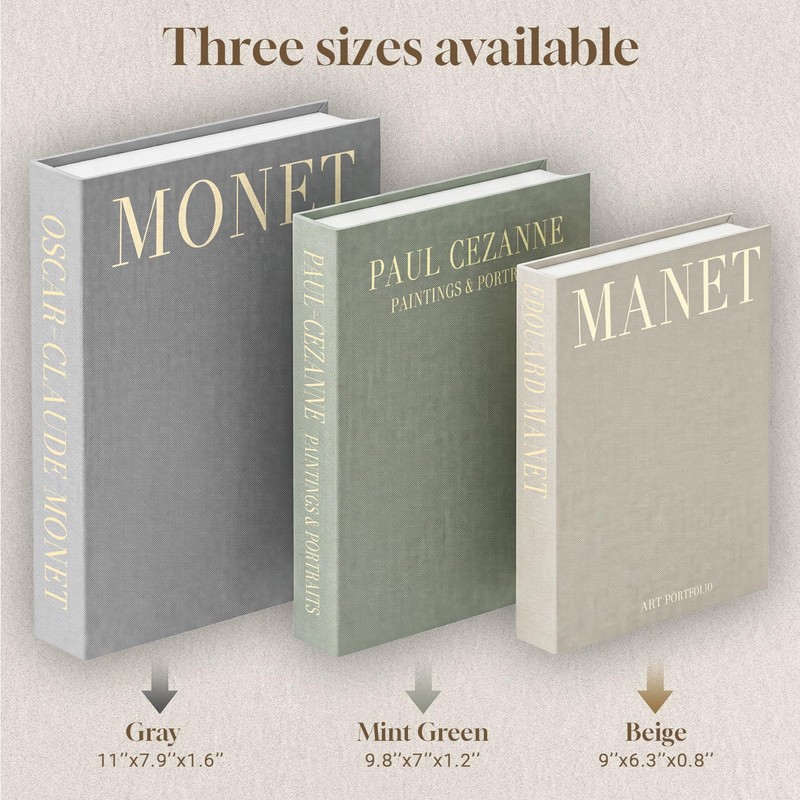Linen Decorative Books, Set of 3 Fake Books for Coffee