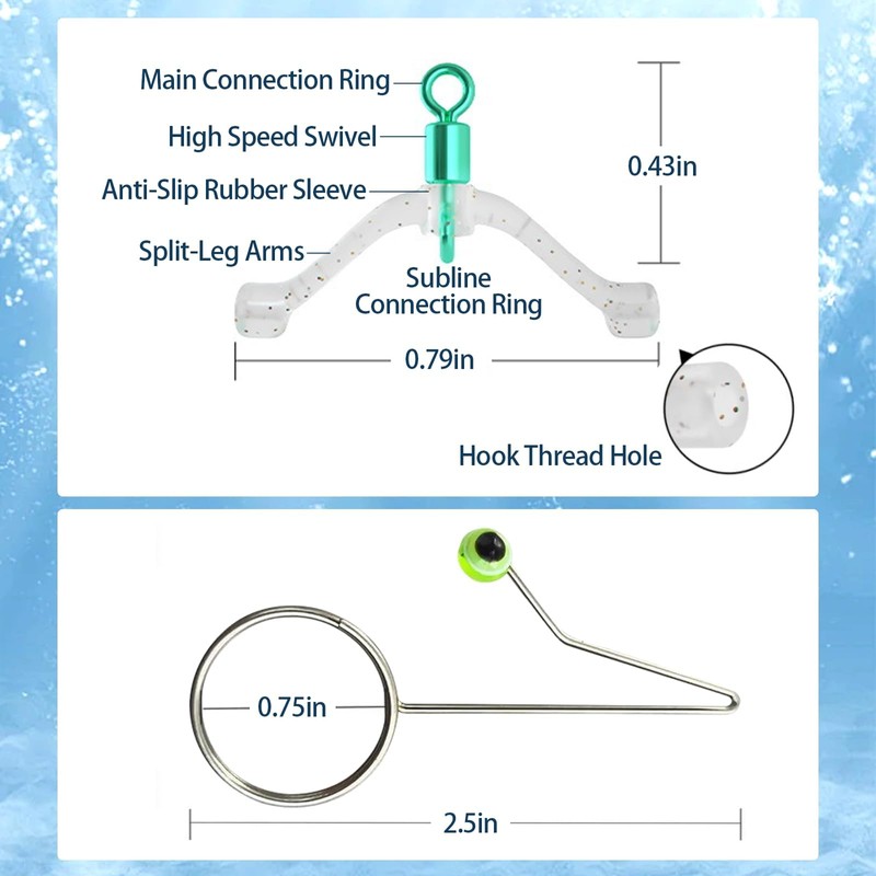 Almpal 20pcs Fishing Gear Kit - 10 Anti-Tangle Fork-Shaped Swivel