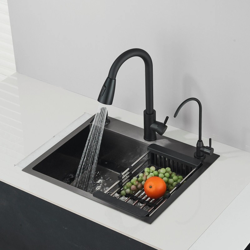 mvmhome Black Kitchen Sink Single Bowl Stainless Steel Sink with