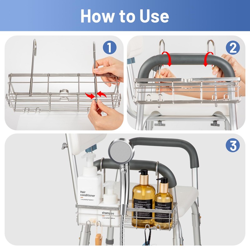 YUOROS Shower Caddy Hanging, 304 Stainless Steel Showers Organizer Rack