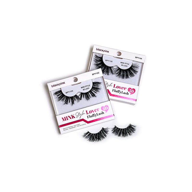 BlackPink Mink Style Lover Fluffy Lash 5D Fluffy Reusable Light