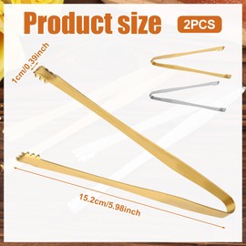 BOXOB Pack of 2 Tongs for Removing Eggshell Fragments, 6 Inch Serrated Design Tongs Removal of Egg Shell Fragments, Stainless Steel Multi-Purpose Kitchen Tool for Cooking Food (Gold, Silver)