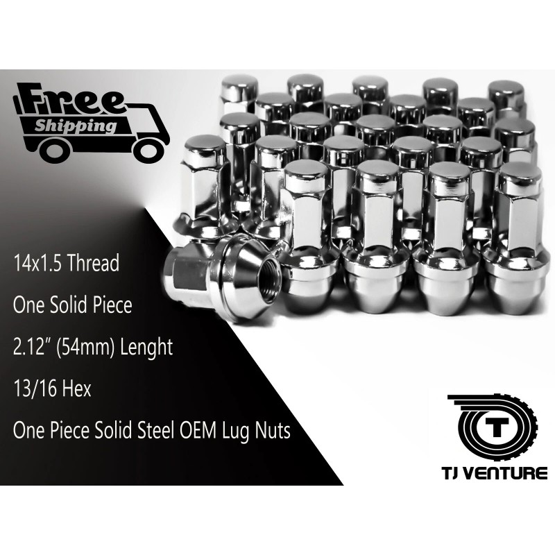 J&J 24PC 14X1.5 CHROME OEM/FACTORY ONE CONSTRUCTION LUG NUT FORD