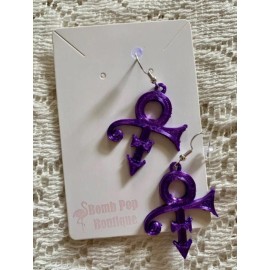 Symbol Purple Prince Symbol 3D Printed Music Inspired Dangle Earrings