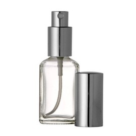 Riverrun Perfume Atomizer, Square Glass Bottle, Silver Sprayer 1 oz 30ml (Set of 3)