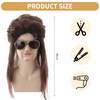 Ninnyi Brown Mullet Wigs for Men, Long Curly Hippie Rocking