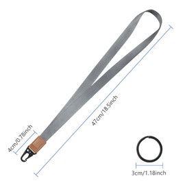 Vicloon Lanyard Neck Strap, Badge Lanyards, Neck Leather Lanyard Polyester Neck Strap with Olecranon Buckle Detachable Lanyards for ID Badge Holder Keys Phone (Grey)