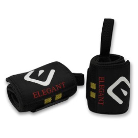 Elegant Trade Weight Lifting Wrist Wraps Bodybuilding Fitness Gym Strap | Stretchable Cotton |Powerlifting Strengthen Thumb Grip Brace | Sold as Pair | Black & Yellow, 16 Inch, (WB102Y)