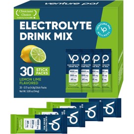 Venture Pal Sobres De Electrolitos En Polvo Sin Azúcar Y Con Alto Contenido De Sodio - Sobres De Hidratación Con Sodio, Potasio Y Magnesio Cero Calorías Apto Para Veganos, Keto Y Paleo 30 Sobres