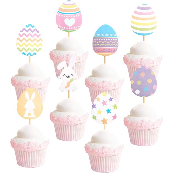 Decoración para cupcakes con forma de conejo, huevo de Pascua,