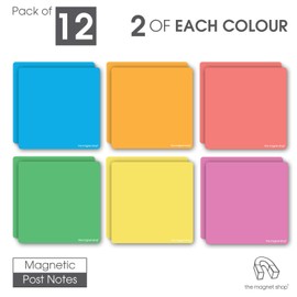TMS Magnetic Sticky Notes, Neon Coloured Dry Wipe Reusable Labels and Dry Erase Marker Pen | Re-usable Post-Notes. Great for Agile, Scrum, Kanban or Lean (Bright, 95mm x 95mm)