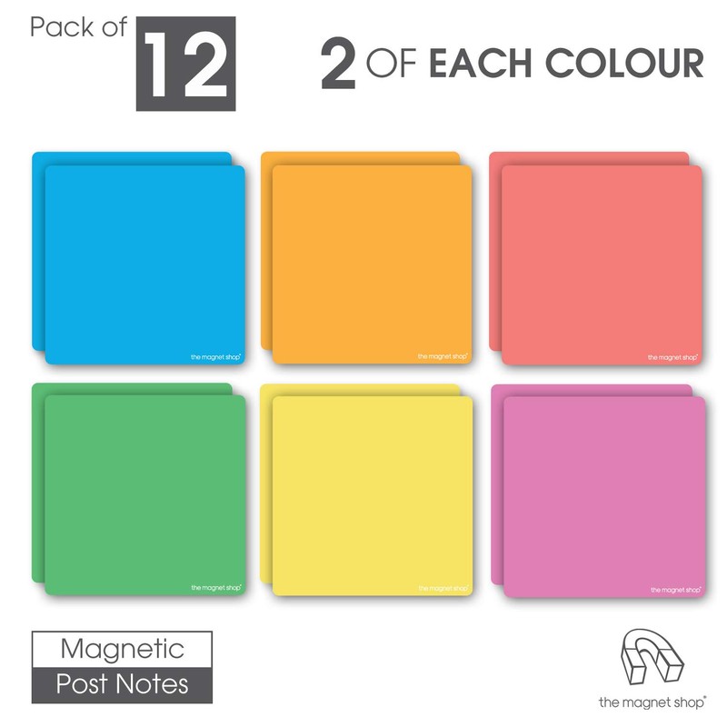 TMS Magnetic Sticky Notes, Neon Coloured Dry Wipe Reusable Labels