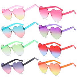 LIULIUBTY Heart Shaped Rimless Sunglasses,Jelly Fudge Series Bachelor Party Cool Sunglasses 8 Pack for Glasses Party Favors (Two-Tone A)