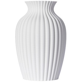 3D Vase Brikenda Flower Vase Decorative Vase 21 cm for Cut / Dried Flowers Sustainable Waterproof (White)