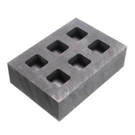 MECCANIXITY Gold Silver Graphite Ingot Mould Crucible for Casting Metal Aluminum Copper Brass Melting Refining, Six Hole Slot 3.35"x2.36"x0.98"