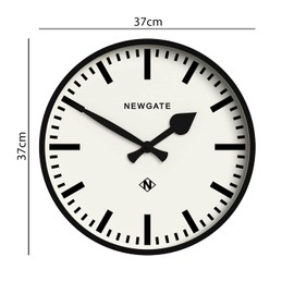 NEWGATE® Number Three Railway Wall Clock - Round Clock - Kitchen Clock - Clocks for Living Room - Office Clock - Contemporary Case - Marker Dial - Station Clock (Black)