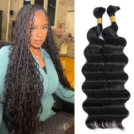 DMKEEP Loose Wave Human Braiding Hair 2 Bundles 100g Human Hair Braiding Hair No Weft Bulk Human Hair for Braiding Hair Extensions Jet Black Color 20 Inch