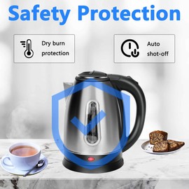 Electric Kettle, Stainless Steel 1.8 Liters Tea, Coffee Kettle & Hot Water Boiler, Auto Shut Off, Boil-Dry Protection with LED Ligh, Water Heater & Teapot, 360° Swivel Base, 1100W
