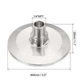 PATIKIL 2 in TC Tri Clamps Adaptor, 2pcs Tri Clamps Fittings to NPT 1/4 Male Thread Adaptor Sanitary 304 Stainless Steel for Food Beverage Equipment, 64mm Ferrule