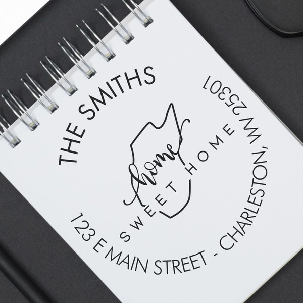 Personalized Round Home Sweet Home Address Stamp for West Virginia,