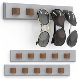 Durmmur 3 Pack Sunglass Organizer, Wall Mounted Sunglasses Organizer, Wooden Glasses Holder Sunglass Holder, Sunglasses Rack for Hanging Your Multiple Eyeglasses, for Wall, Home Decor(Light Grey)