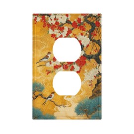 ROUGUI Flower Tree Branches Birds Light Switch Cover 1 Gang Outlet Plate Single Duplex Wall Plate Covers Decorative Switchplate Covers Electrical Faceplate for Home Decor