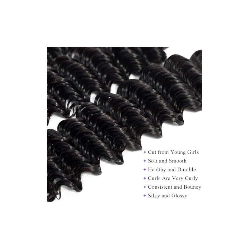 Extensiones de cabello humano con ondas profundas, 12A, cabello virgen