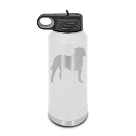 Bullmastiff Laser Engraved Water Bottle Customizable Polar Camel Stainless Steel with Straw - Dog Canine pet White 32 oz