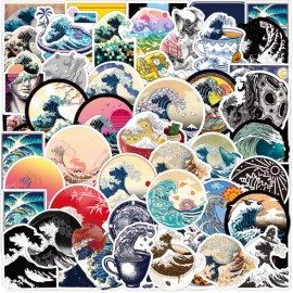 Unbranded 10pcs Waves Stickers Sea Lake Surfing Outdoors Water Ukiyoe Vinyl Decal