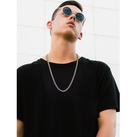 U7 Classic Curb Chain for Men and Women, Stainless Steel, 18 Carat Gold Plated, Cuban Link Chain, Hip-hop Chain, 3/6/9/12 mm Wide, Cuban Chain Necklace for Men, Boys 36 / 46 / 51 / 55 / 61 / 66 / 71 / 76 cm, Stainless Steel