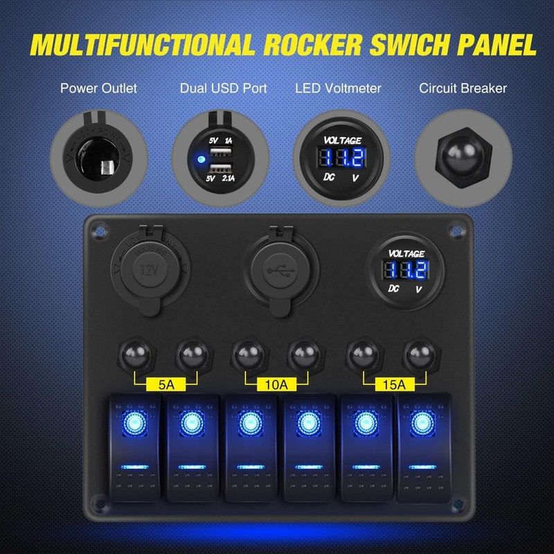 Nilight - Panel de interruptores basculantes de encendido/apagado de 6