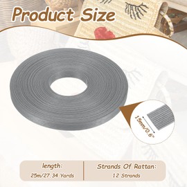 PATIKIL 27.3 Yards x 0.6" Paper Rattan Weaving Cane, 12-Ply Paper Rattan Weave Basket Weaving Supplies for DIY Home Kitchen Decoration Basket Crafts, Gray