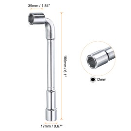 HARFINGTON L Shaped Angled Hex Socket Wrench 12mm High Carbon Steel Double Ended Metric 6 Point Tubular Socket Spanner for General Repairing, Pipeline, Bicycle Car Maintenance
