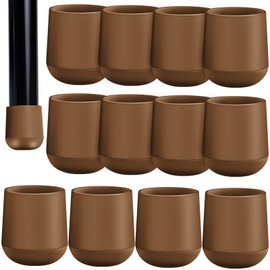 7/8 Inch Folding Chair Leg Caps Heavy-Duty Plastic Chair End Caps Non-marring Furniture Glides Round Hardwood Floor Protectors, Beige (12 Pieces)