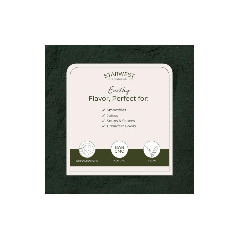 Starwest Botanicals Certified Organic Spirulina Powder, 1 Pound Bulk Bag