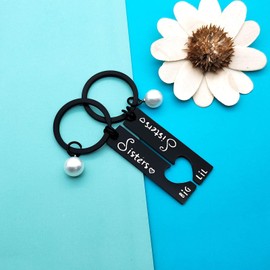 Sister Gift from Sister Friendship Keychain Big Sis Lil Sis Matching Sister Keyring Set of 2 Family Best Friends Gift for Big Sister Little Sister Birthday Christmas Graduation Gift for Women Girls
