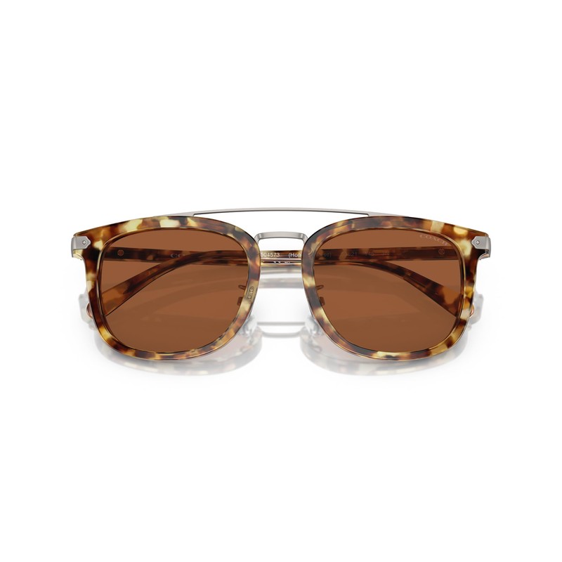 Coach HC8382 Sunglasses, Honey Tortoise/Brown Solid, 53 mm
