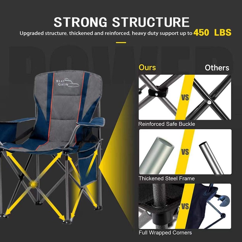 FAIR WIND Oversized Fully Padded Camping Chair for Heavy People