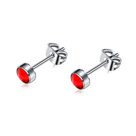G23 Titanium Stud Earrings for Women, Men, Girls, Hypoallergenic, Nickel Free, 3 mm / 4 mm / 5 mm / 7 mm Crystal Earrings, Birthday Gift, Titanium, Crystal