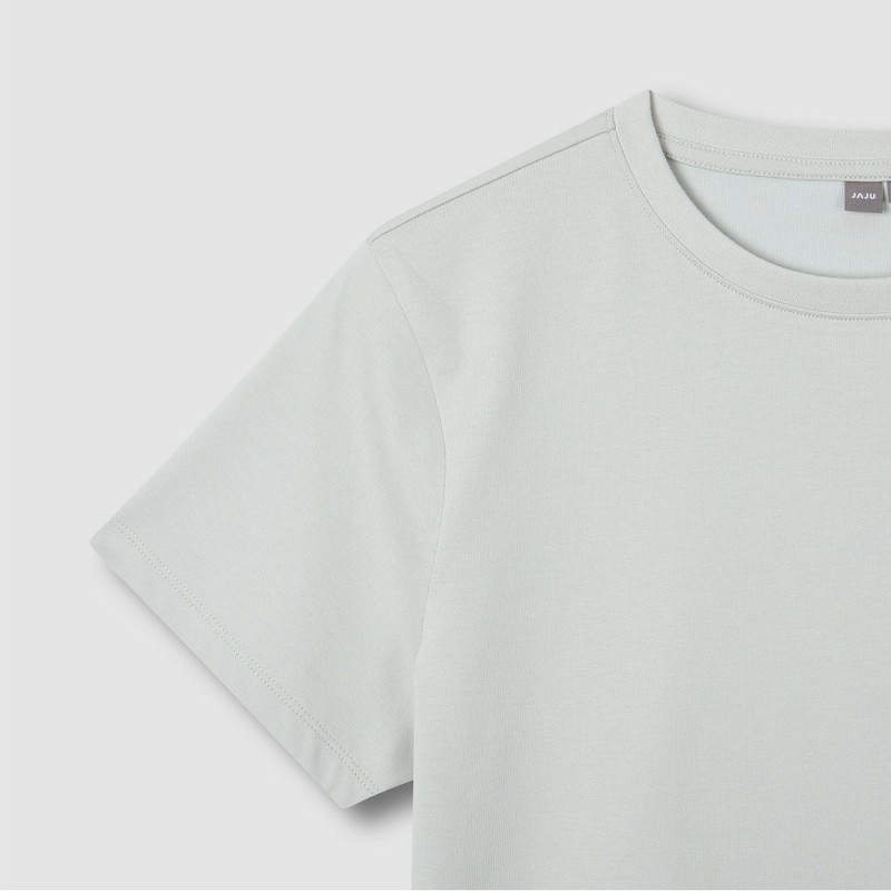 JAJU AIR Cotton Short-Sleeve T-shirt_Mint Grey