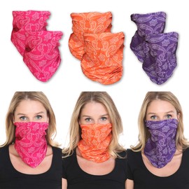 Triple9 Shop Balaclava Face Mask, Neck Gaiter, UV Protector Hood Motorcycle Ski Snowboarding Cycling Hunting Scarf for Men Women Kids (Orange, Pink, Purple)