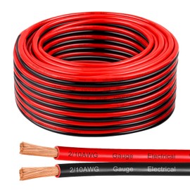 10 Gauge Wire 50 Feet, 10/2 AWG Pure Copper Wire, 10AWG 2 Conductors Red Black Oxygen Free Stranded Low Voltage Wire for Solar Panel, Automotive, Audio Auto, LED Lighting(10 AWG 50FT)