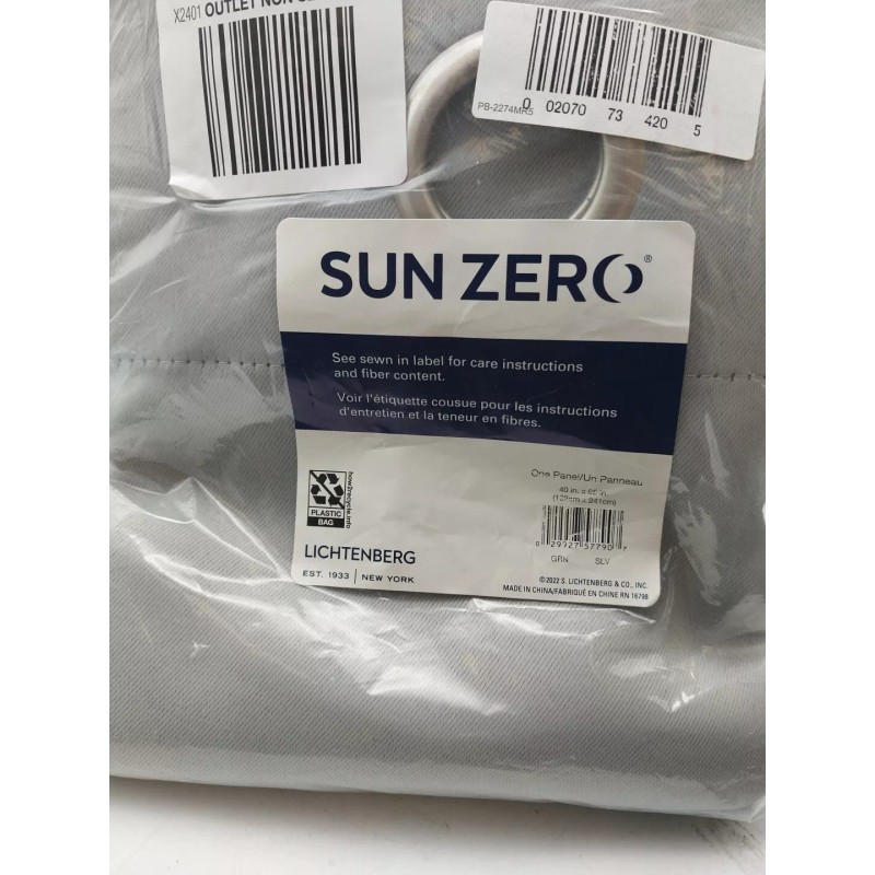 Sun Zero Panel Grommet Curtain Light Gray 40in x 95in