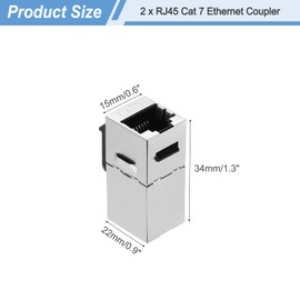 sourcing map 2 Pack RJ45 Cat 7 Ethernet Coupler, Cat7 Shielded Coupler Jacks Female to Female Ethernet Adapter, Silver