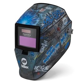 Miller Classic Series Auto-Darkening Welding Helmet - Professional TIG/MIG Welding Mask with ClearLight Technology, High Definition Optics, Variable Shade 8-13, Comfortable Headgear, Street Sparks