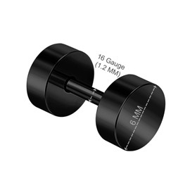 KJM Fashion Fake Plugs Piercing Anodised 1.2 mm 16 g Black Pack of 2, Stainless Steel