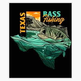 Texas bass Fishing Bumper Sticker Vinyl Decal 5"